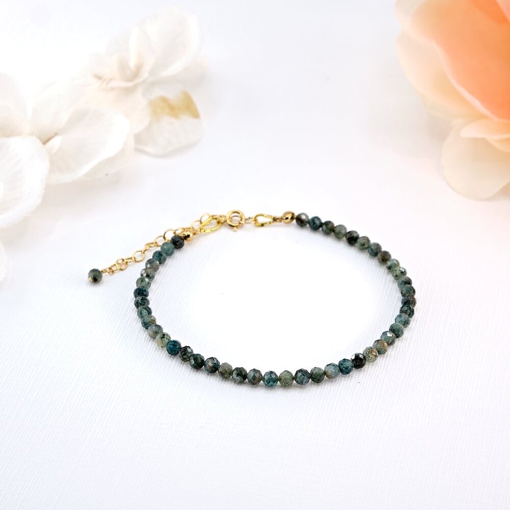 Green Kyanite Gemstone Bracelet, 14k Gold Filled